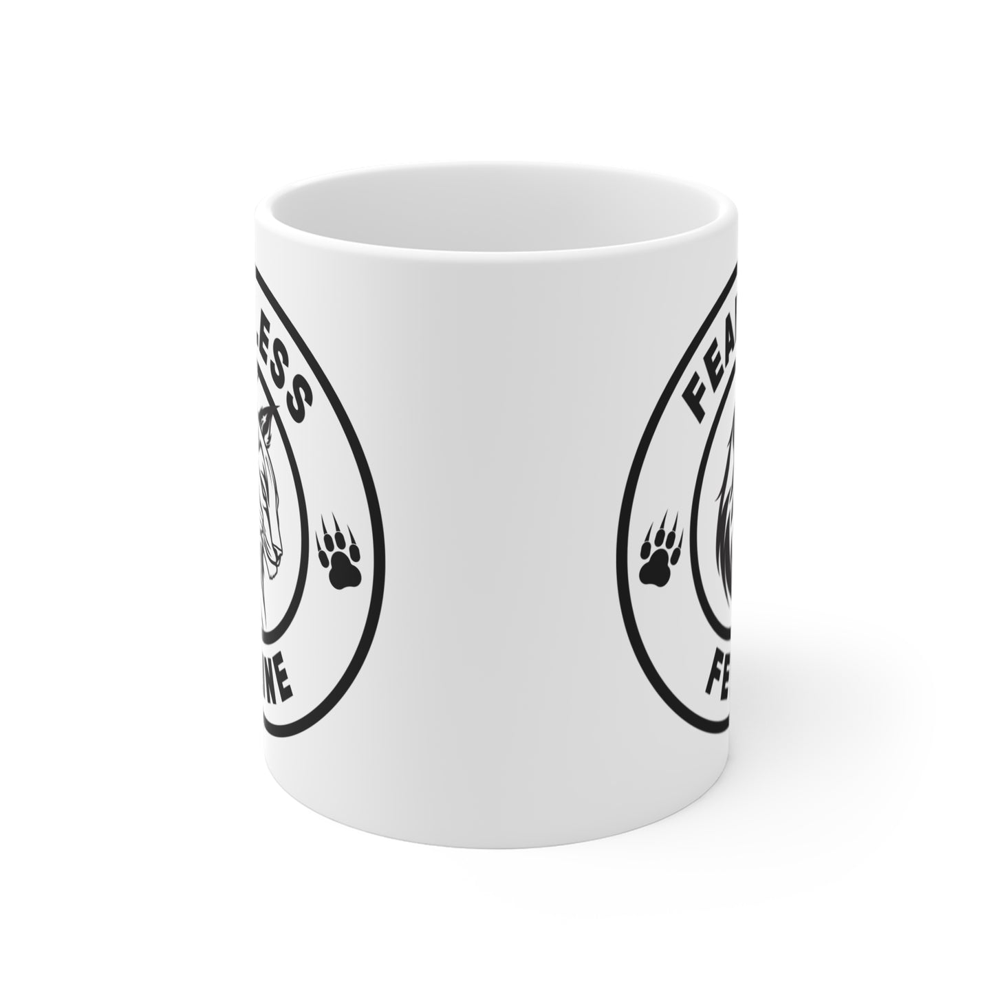 Fearless Feline White Ceramic Coffee Mug 11oz
