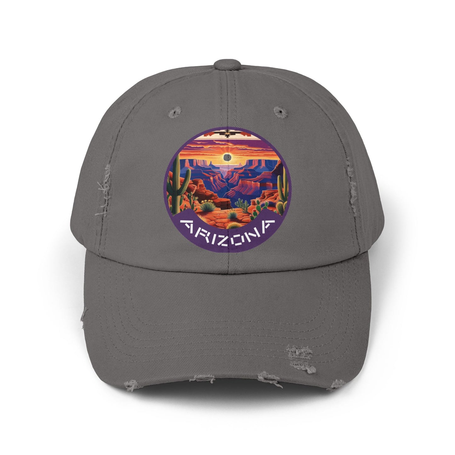Vintage Arizona Distressed Cap | Unisex Baseball Hat with Sunset Design
