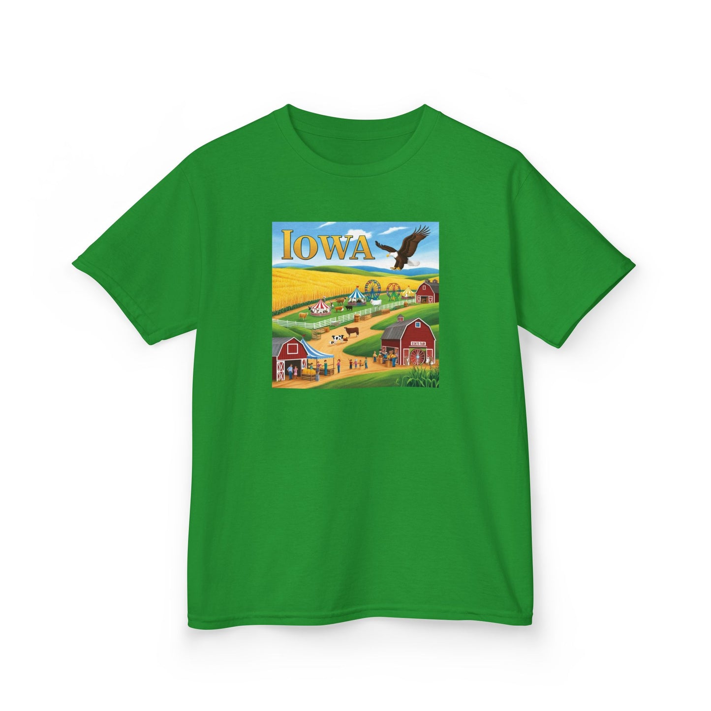 Iowa Kids Heavy Cotton Tee - Fun Farm Design for Young Explorers