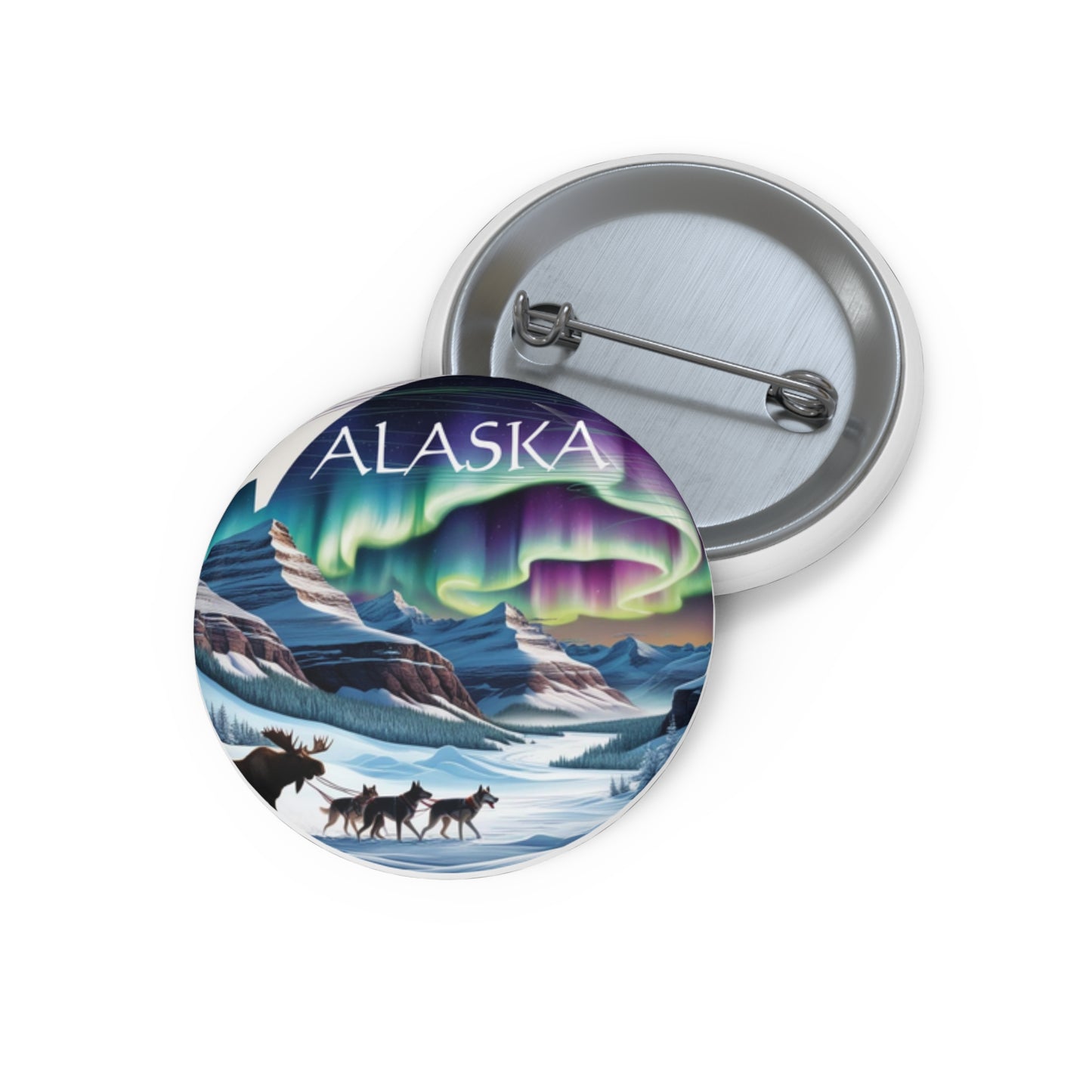 Alaska Aurora Borealis Custom Pin Buttons - Unique Lapel Accessories