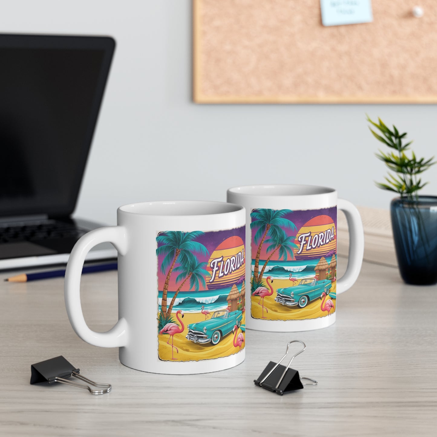 Vintage Florida Flamingo Mug – 11oz Retro Beach Coffee Cup