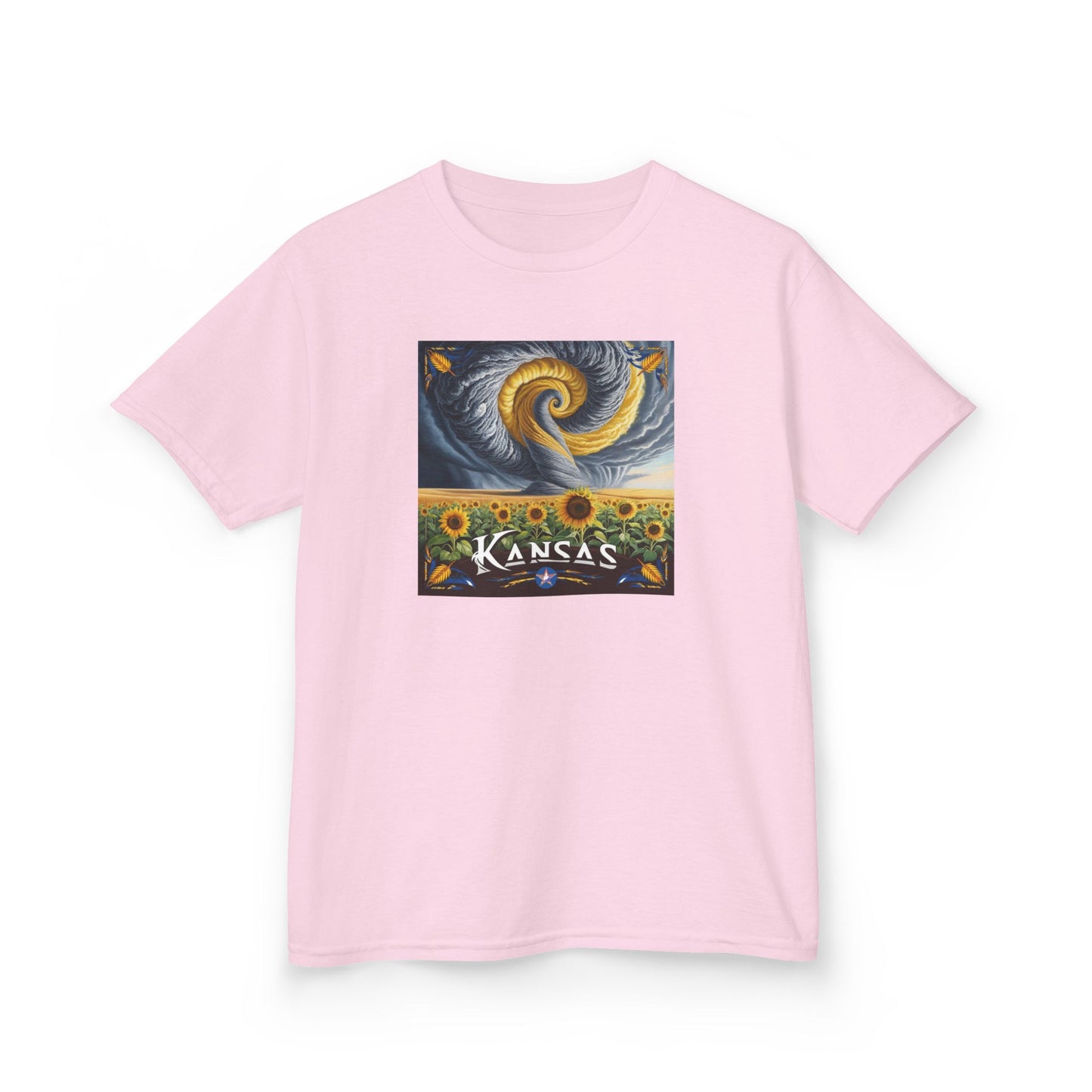 Kansas Sunflower Kids Heavy Cotton Tee - Vibrant Nature Design