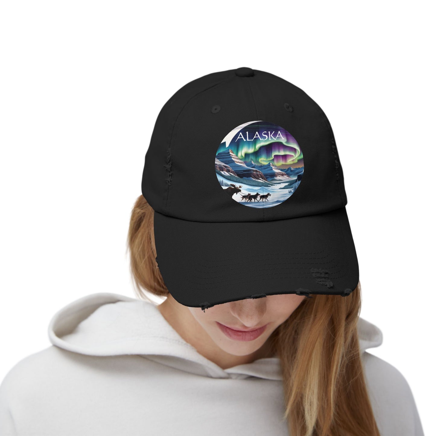 Alaska Aurora Distressed Cap - Unisex Outdoor Style for Adventure Lovers