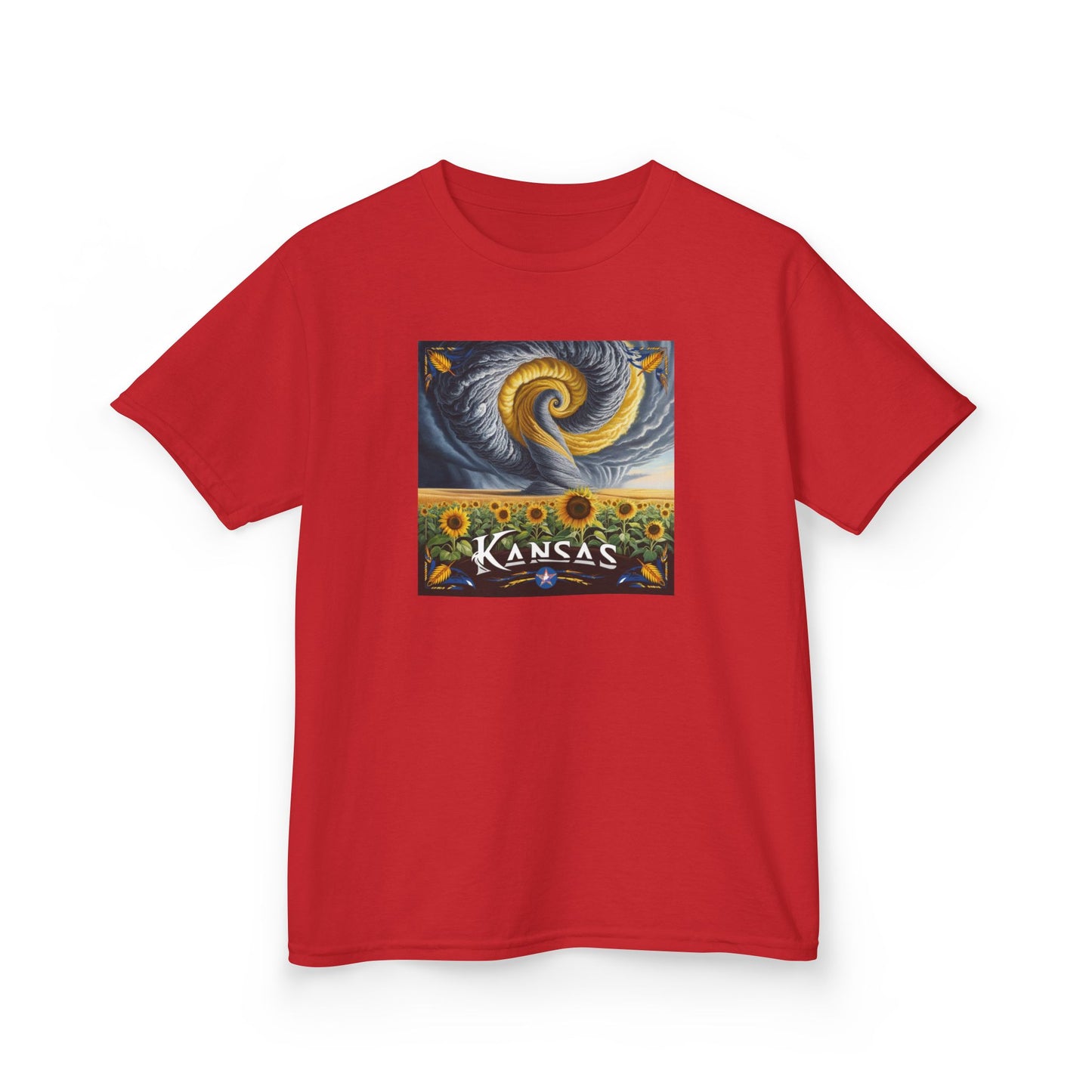 Kansas Sunflower Kids Heavy Cotton Tee - Vibrant Nature Design