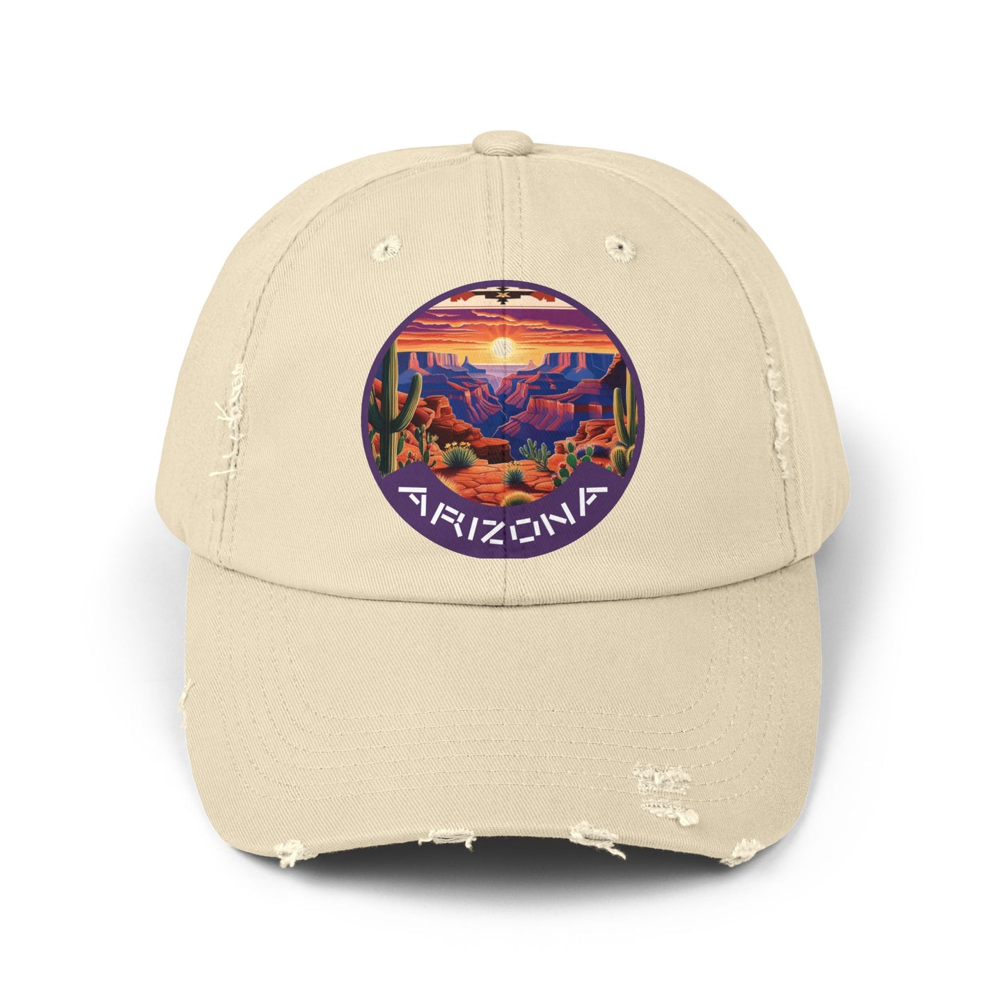 Vintage Arizona Distressed Cap | Unisex Baseball Hat with Sunset Design