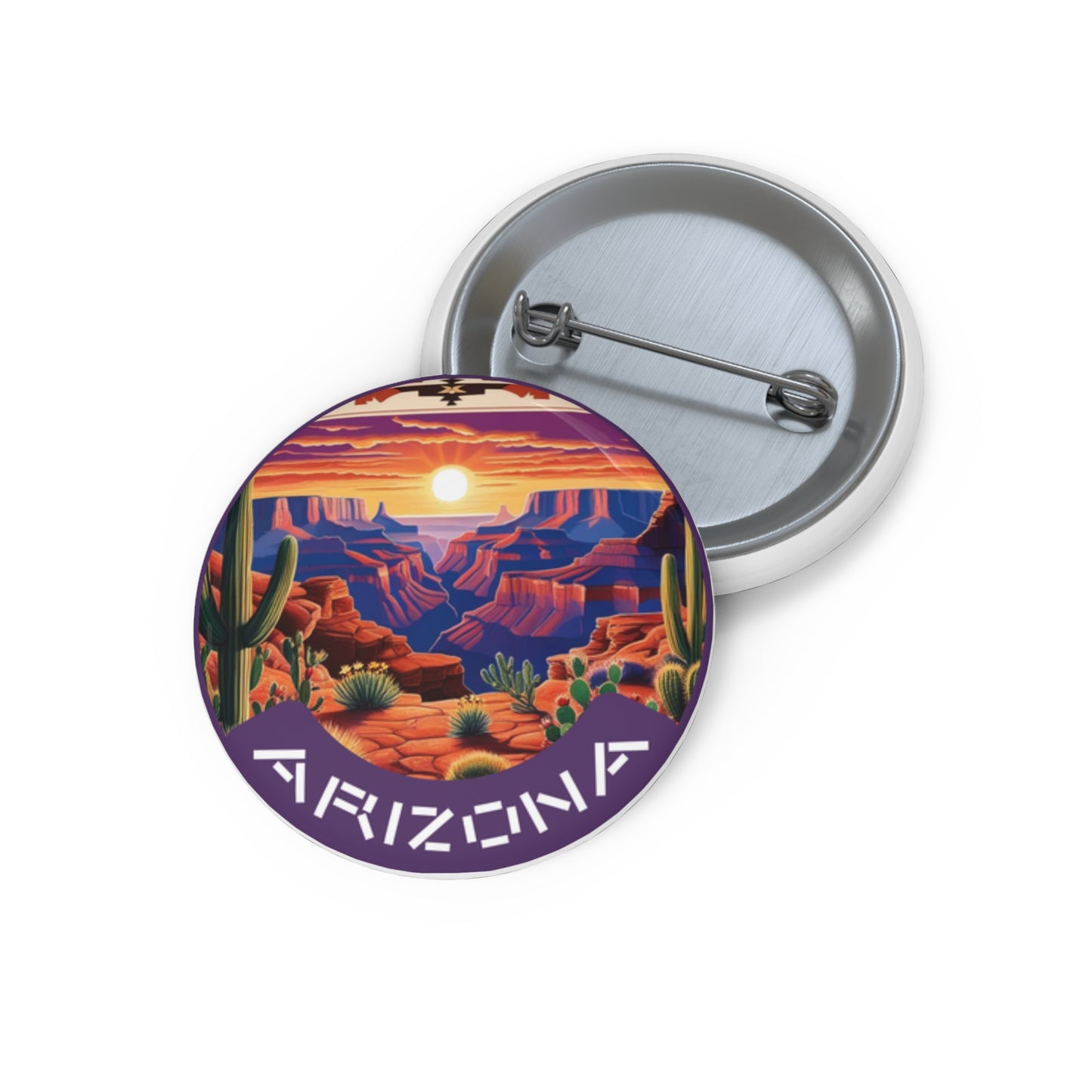 Custom Arizona Landscape Pin Buttons - Vibrant Cactus Design