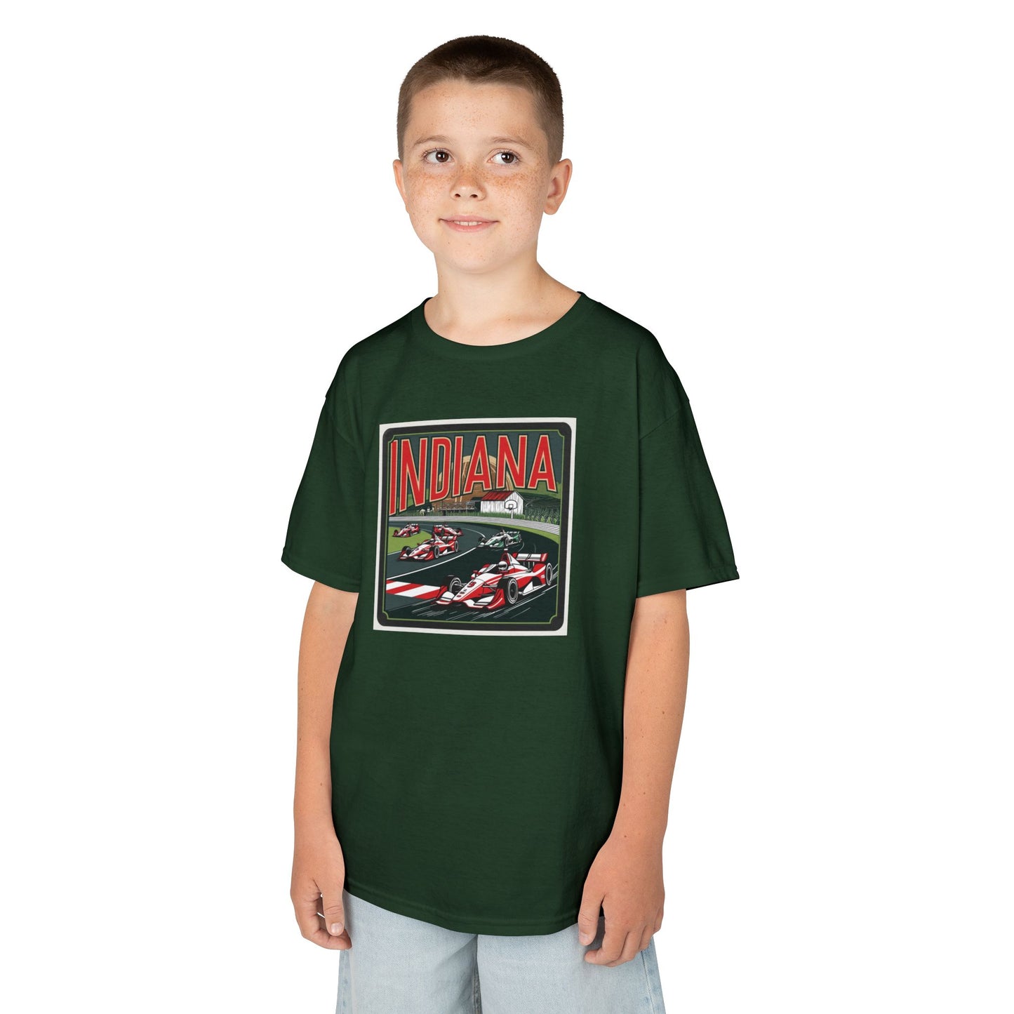 Kids Race Car Tee - Indiana Racing Design for Young Speedsters