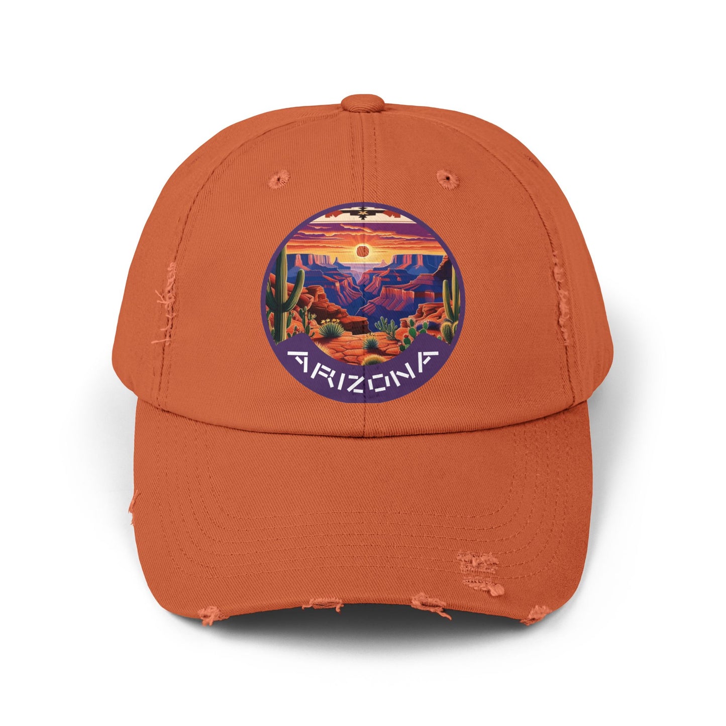 Vintage Arizona Distressed Cap | Unisex Baseball Hat with Sunset Design