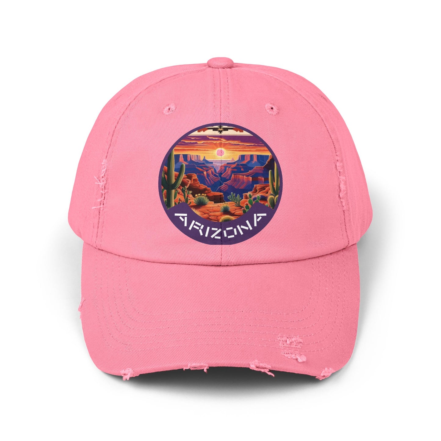 Vintage Arizona Distressed Cap | Unisex Baseball Hat with Sunset Design