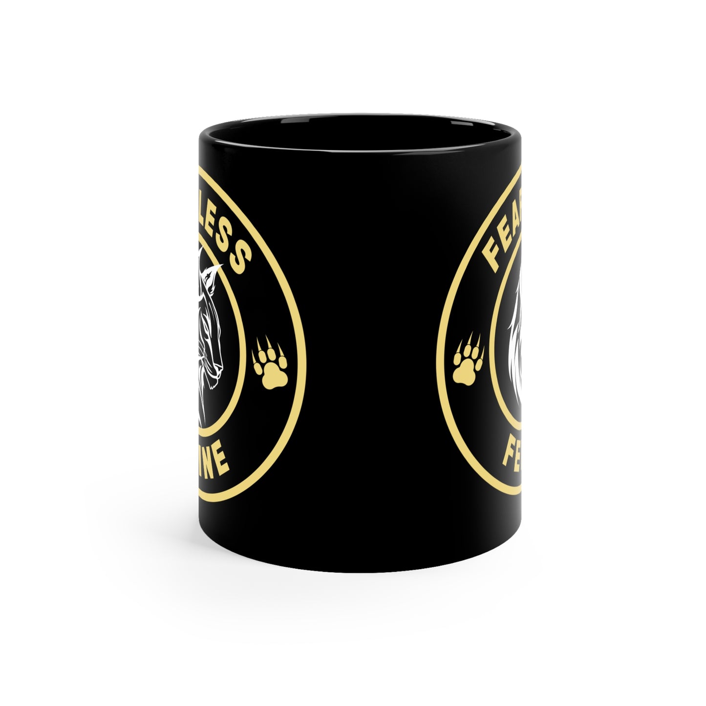 Fearless Feline Black Coffee Mug - 11oz Cat Lover Gift