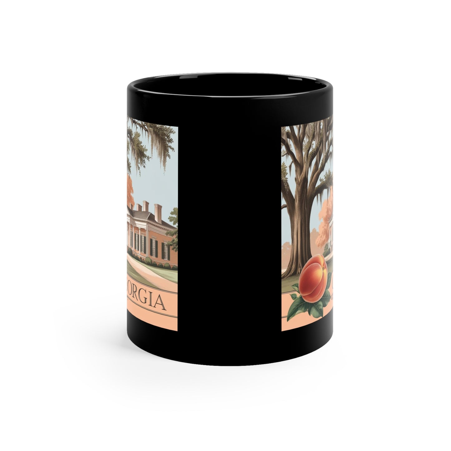 Georgia Peach Black Coffee Mug, 11oz - Perfect Gift for Georgia Lovers