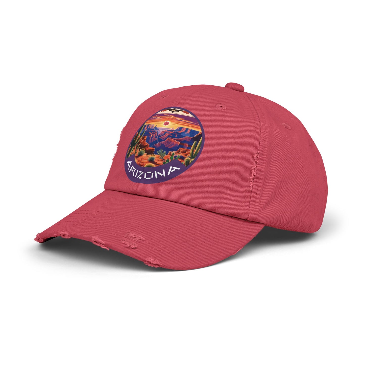 Vintage Arizona Distressed Cap | Unisex Baseball Hat with Sunset Design