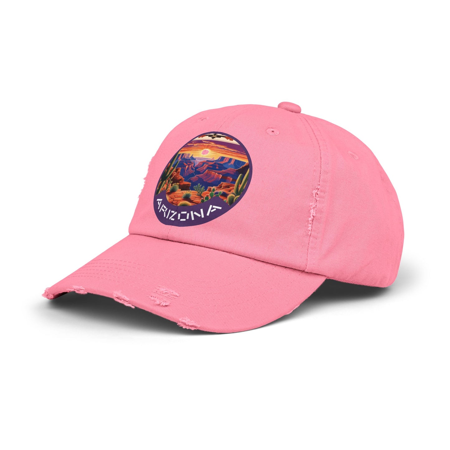 Vintage Arizona Distressed Cap | Unisex Baseball Hat with Sunset Design