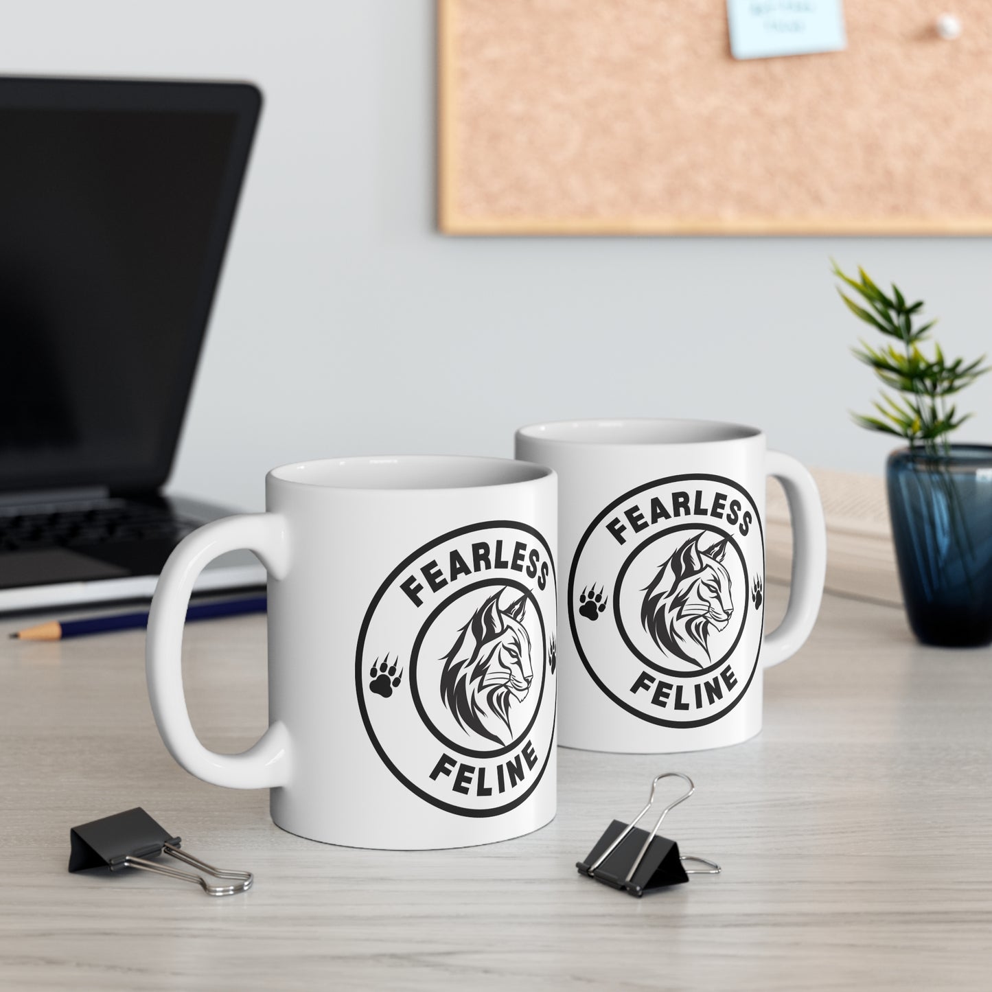 Fearless Feline White Ceramic Coffee Mug 11oz