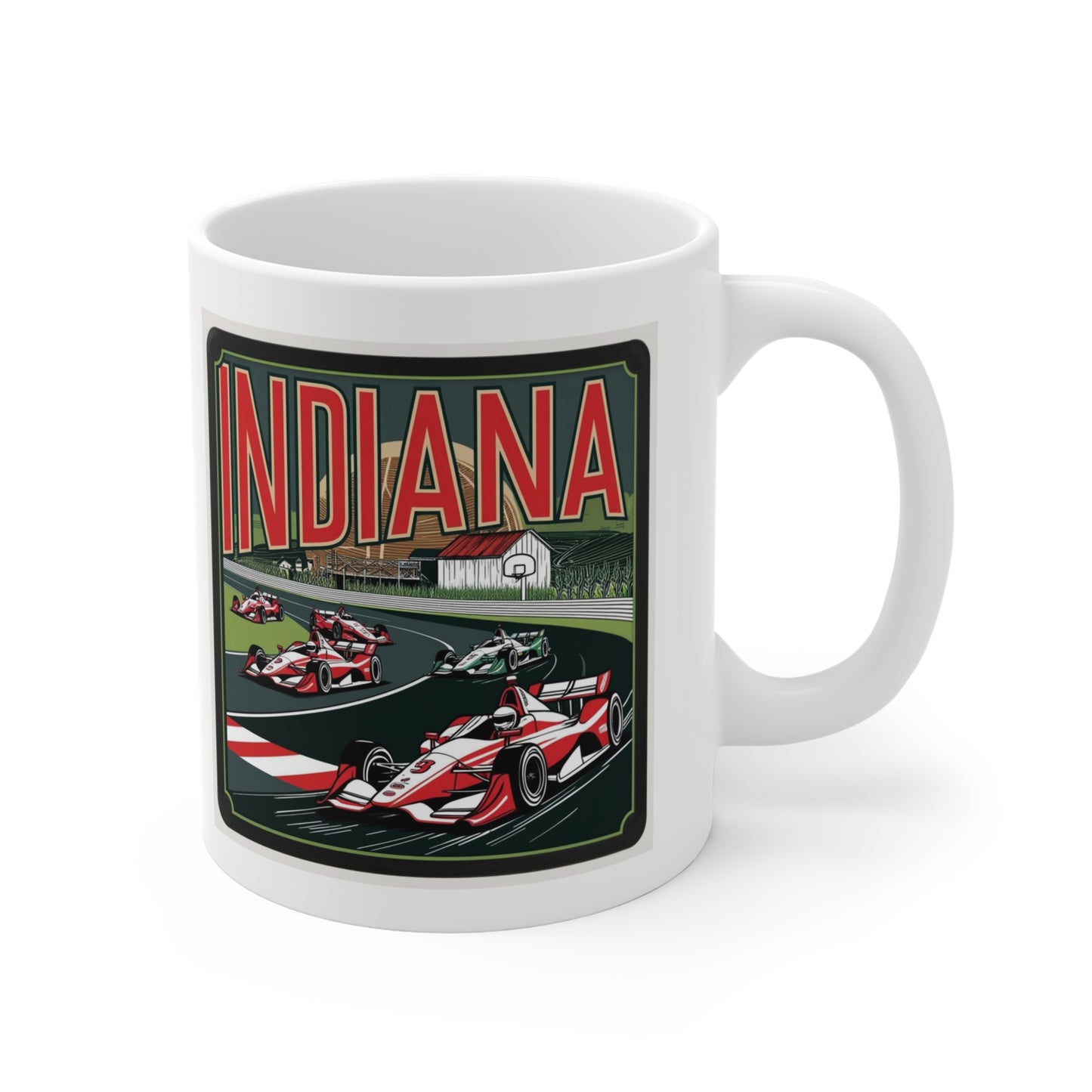 Indiana Racing Mug - 11oz Vintage Auto Racing Design