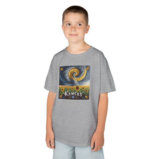 Kansas Sunflower Kids Heavy Cotton Tee - Vibrant Nature Design