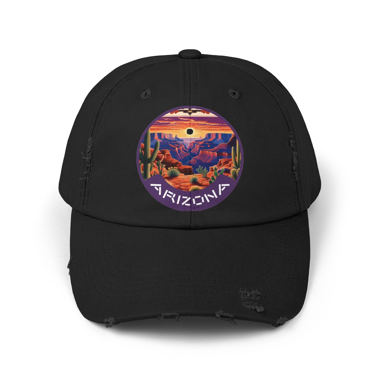 Vintage Arizona Distressed Cap | Unisex Baseball Hat with Sunset Design