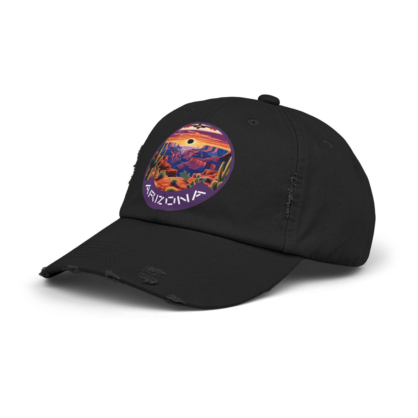 Vintage Arizona Distressed Cap | Unisex Baseball Hat with Sunset Design