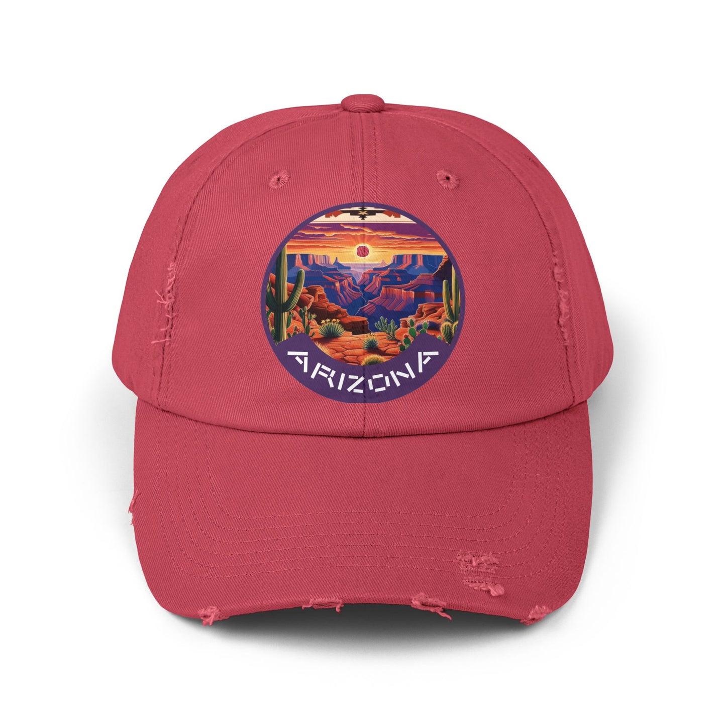 Vintage Arizona Distressed Cap | Unisex Baseball Hat with Sunset Design