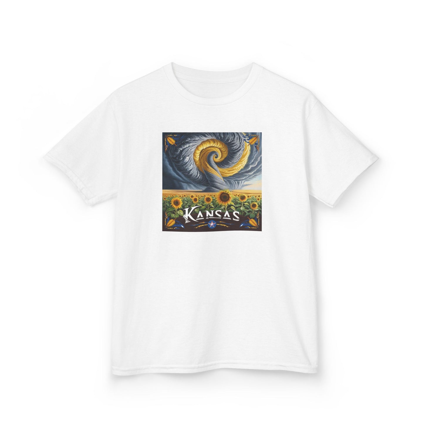 Kansas Sunflower Kids Heavy Cotton Tee - Vibrant Nature Design