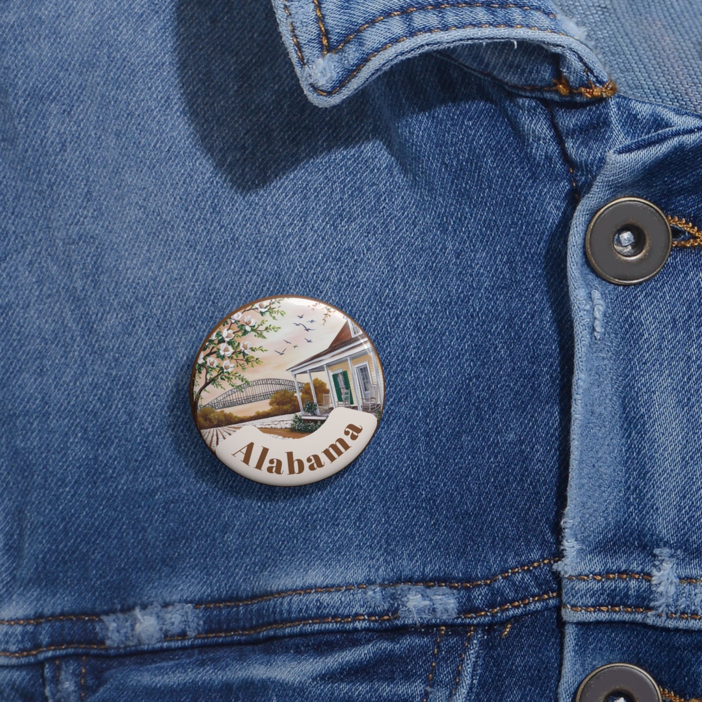 Custom Alabama Pin Buttons - Vintage Style Collectible Badges