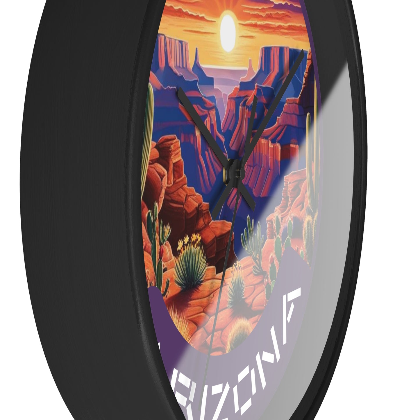 Desert Sunset Arizona Wall Clock - Vibrant Landscape Decor