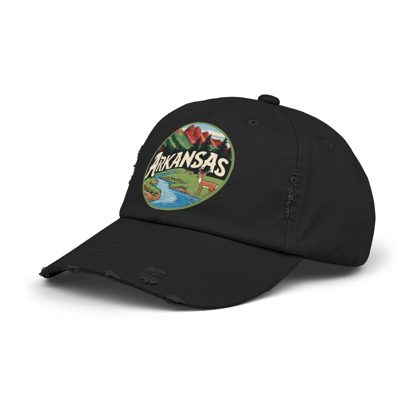 Unisex Distressed Cap with Arkansas Graphic | Vintage Outdoor Style Hat