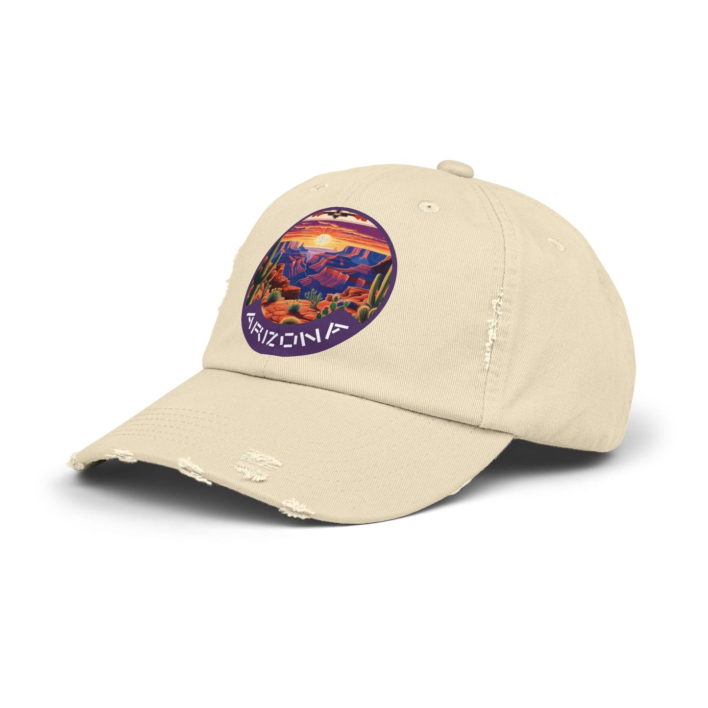 Vintage Arizona Distressed Cap | Unisex Baseball Hat with Sunset Design