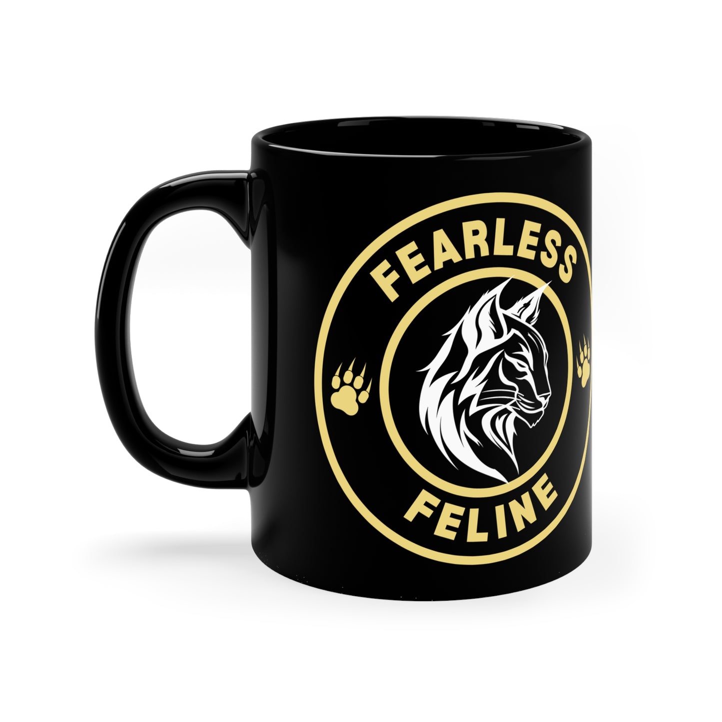 Fearless Feline Black Coffee Mug - 11oz Cat Lover Gift