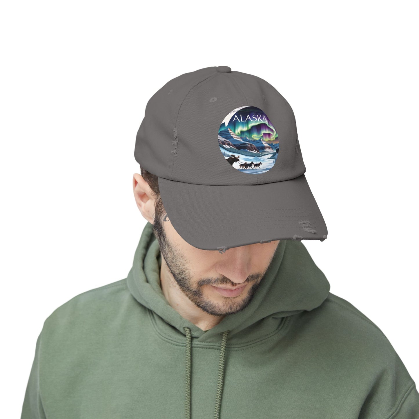 Alaska Aurora Distressed Cap - Unisex Outdoor Style for Adventure Lovers