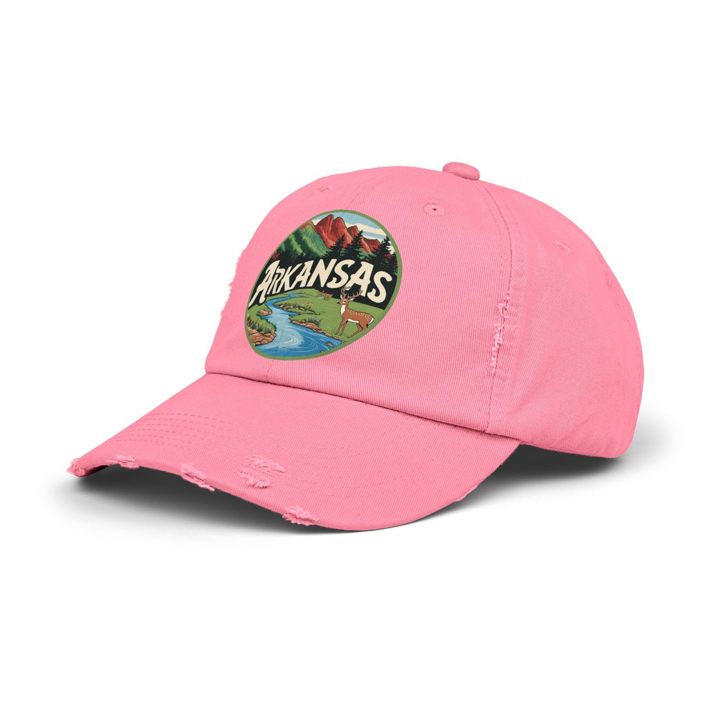 Unisex Distressed Cap with Arkansas Graphic | Vintage Outdoor Style Hat