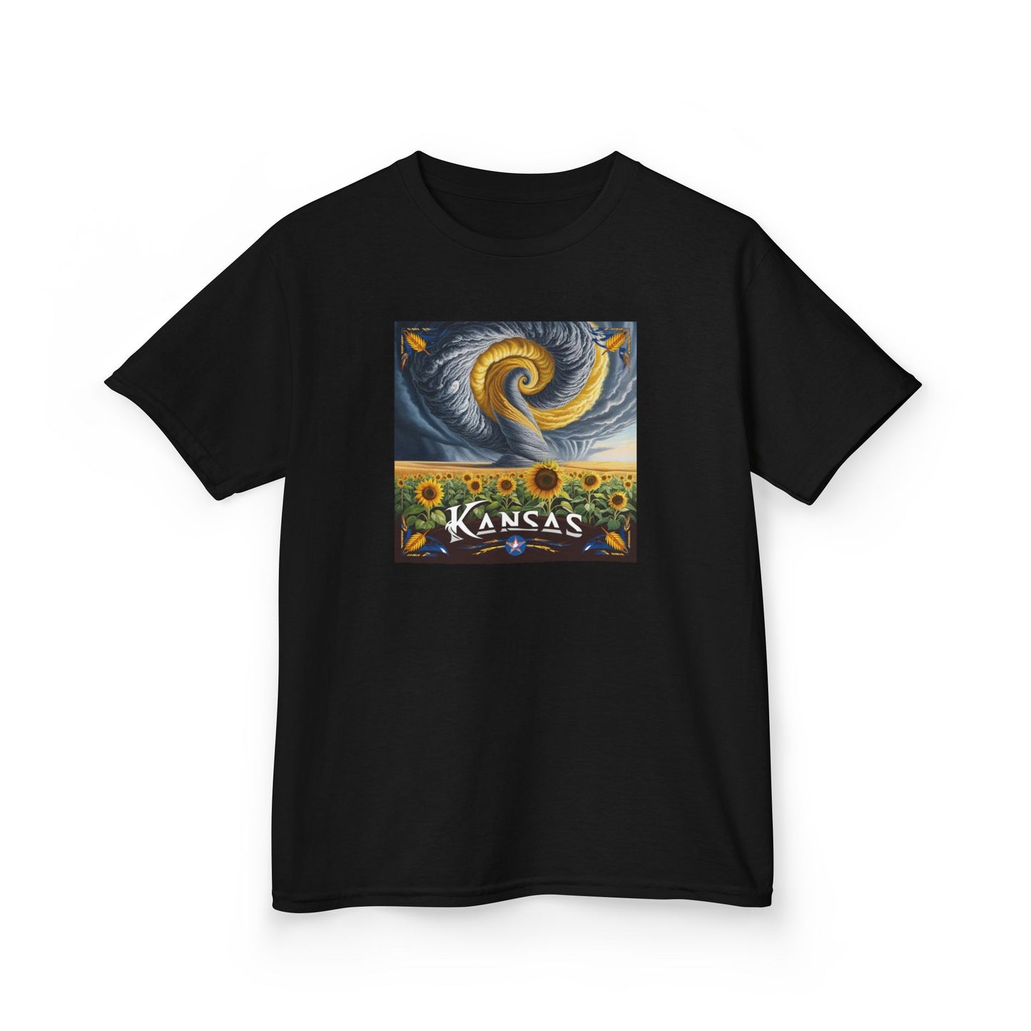 Kansas Sunflower Kids Heavy Cotton Tee - Vibrant Nature Design
