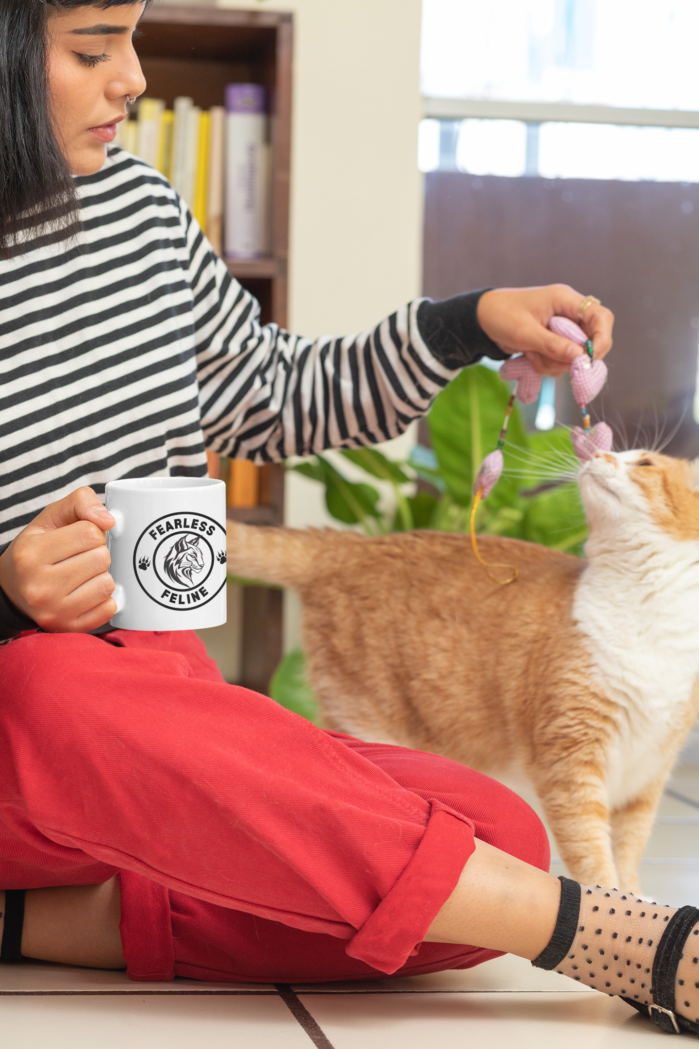 Fearless Feline White Ceramic Coffee Mug 11oz