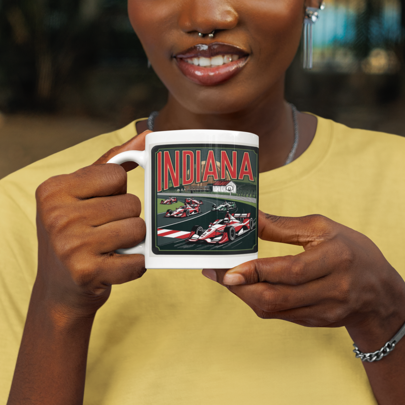 Indiana Racing Mug - 11oz Vintage Auto Racing Design