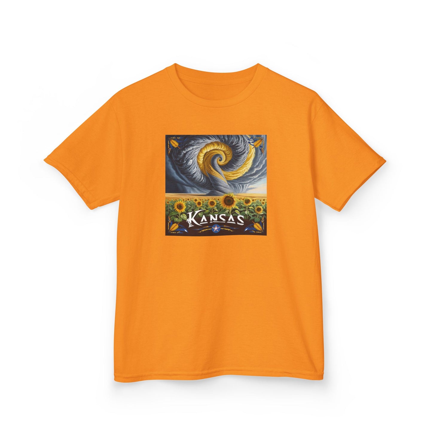 Kansas Sunflower Kids Heavy Cotton Tee - Vibrant Nature Design