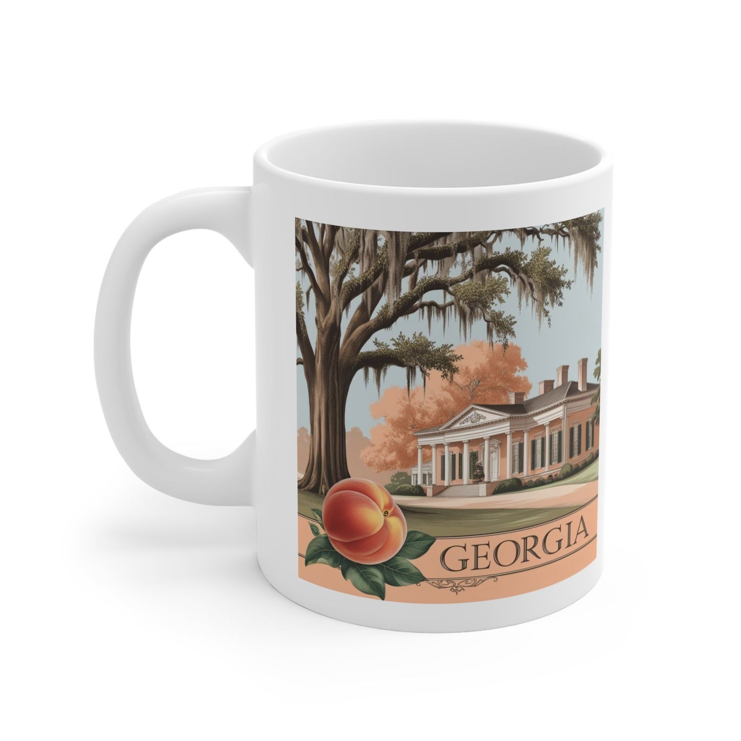 Georgia Peach Mug - 11oz - Charming Southern Decor for Home or Gifts