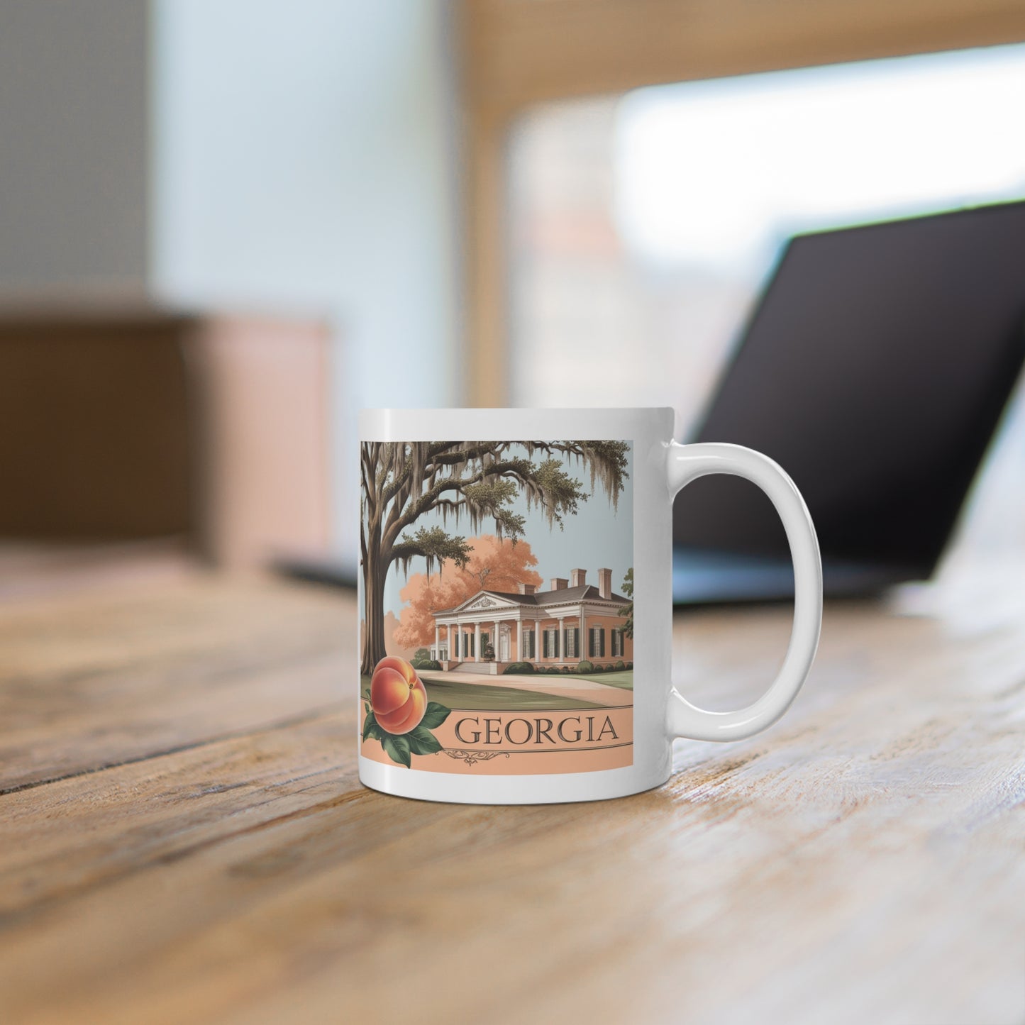 Georgia Peach Mug - 11oz - Charming Southern Decor for Home or Gifts