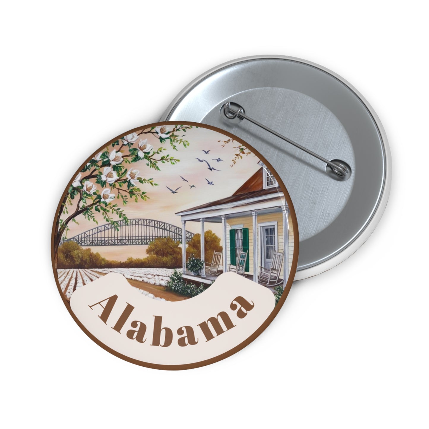 Custom Alabama Pin Buttons - Vintage Style Collectible Badges