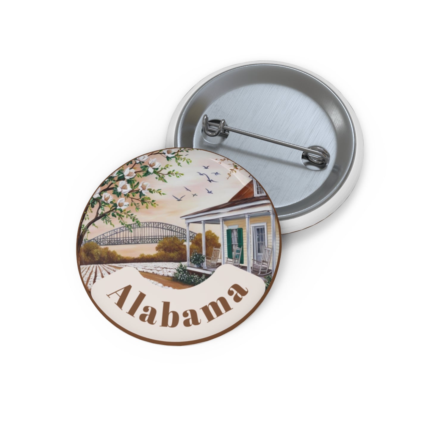 Custom Alabama Pin Buttons - Vintage Style Collectible Badges