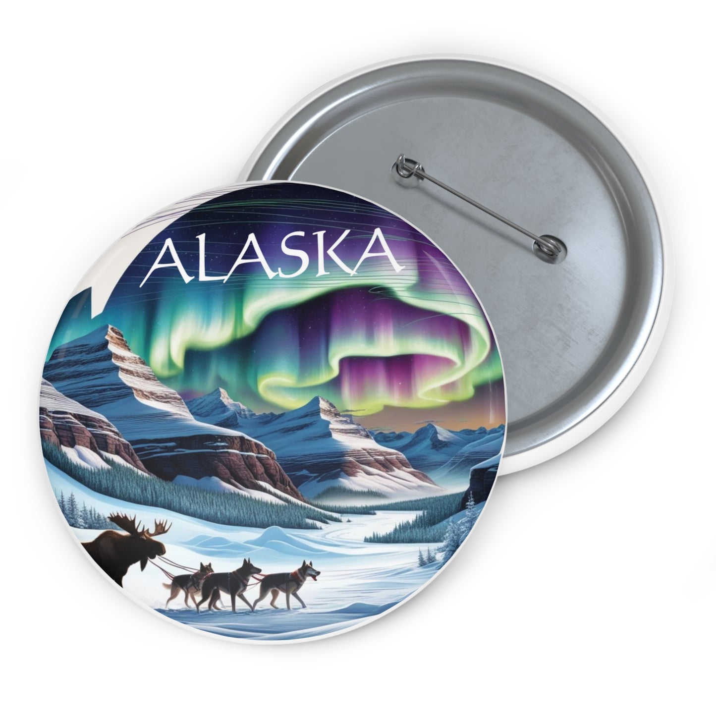 Alaska Aurora Borealis Custom Pin Buttons - Unique Lapel Accessories