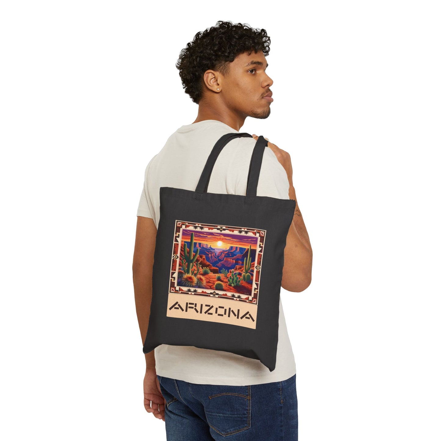 Arizona Sunset Cotton Canvas Tote Bag - Eco-Friendly Shopper for Nature Lovers