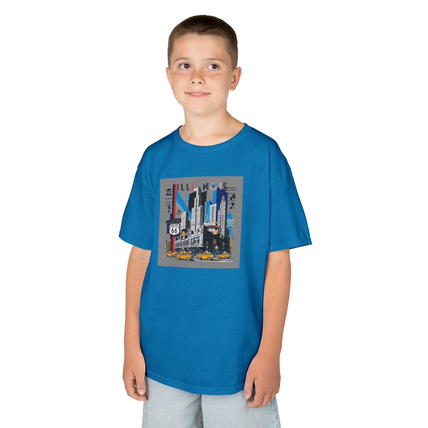 Route 66 Kids Heavy Cotton Tee - Fun Illinois Graphic T-Shirt
