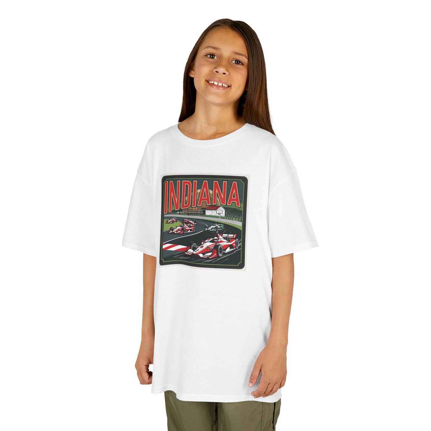 Kids Race Car Tee - Indiana Racing Design for Young Speedsters