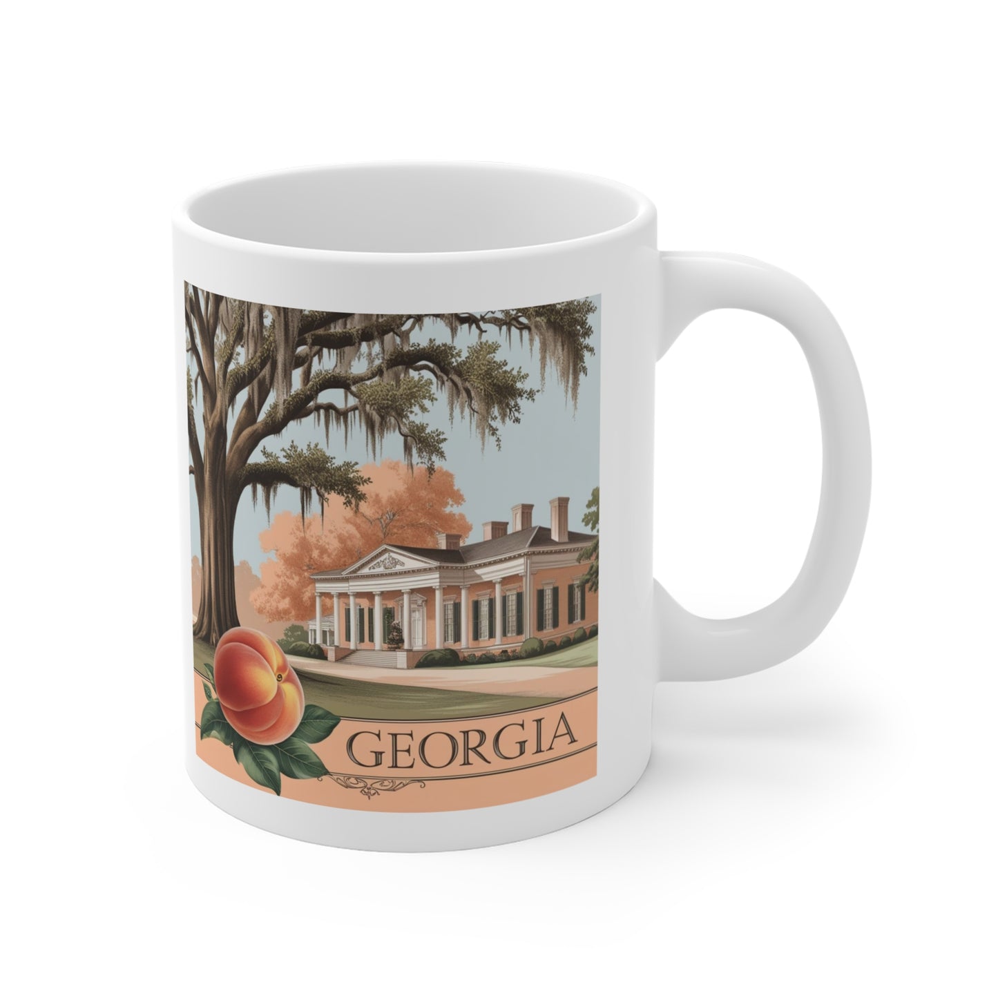 Georgia Peach Mug - 11oz - Charming Southern Decor for Home or Gifts