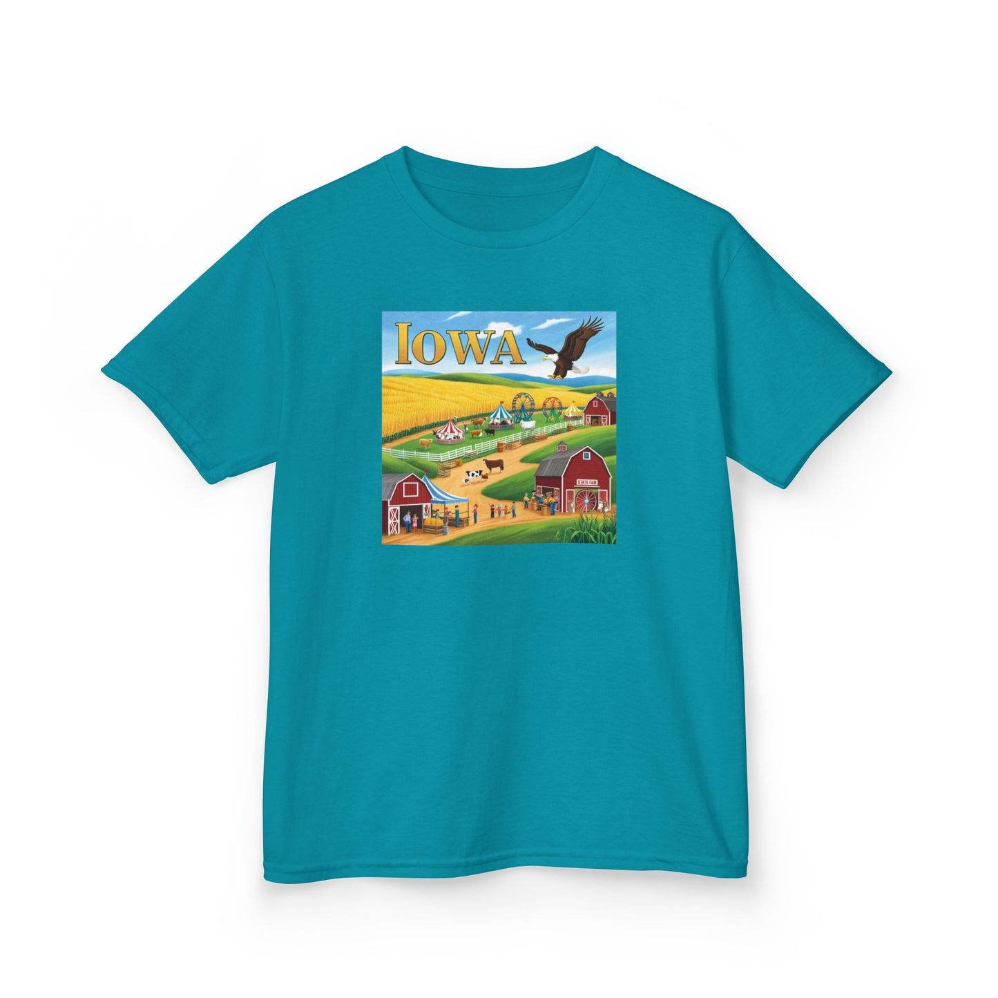 Iowa Kids Heavy Cotton Tee - Fun Farm Design for Young Explorers