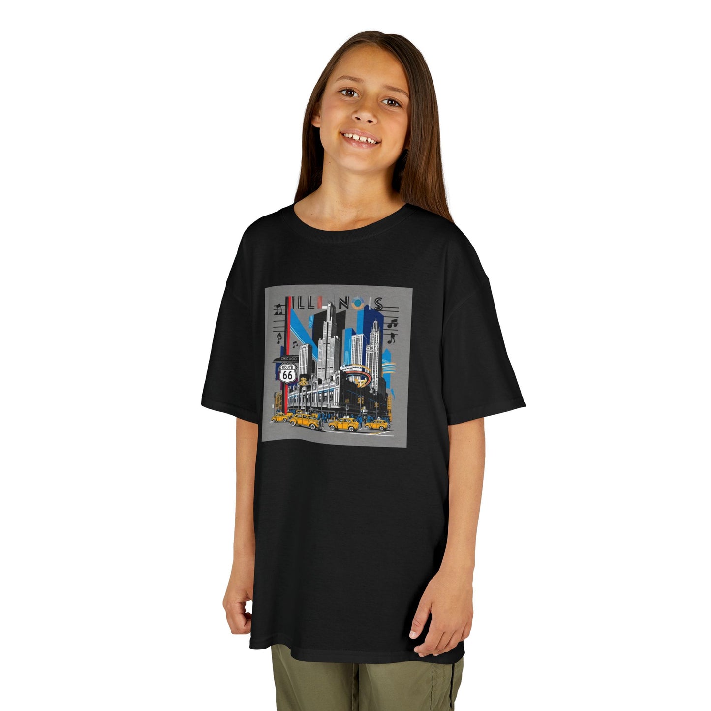 Route 66 Kids Heavy Cotton Tee - Fun Illinois Graphic T-Shirt