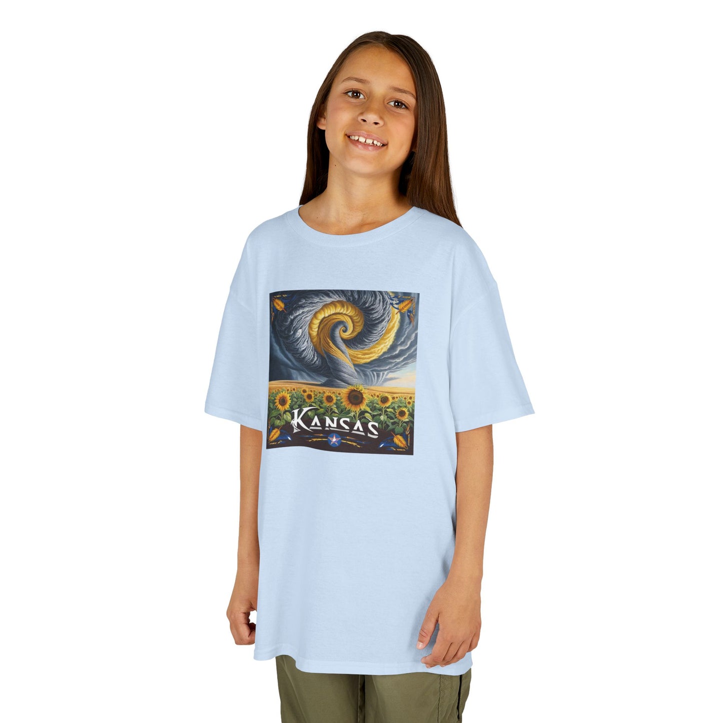 Kansas Sunflower Kids Heavy Cotton Tee - Vibrant Nature Design