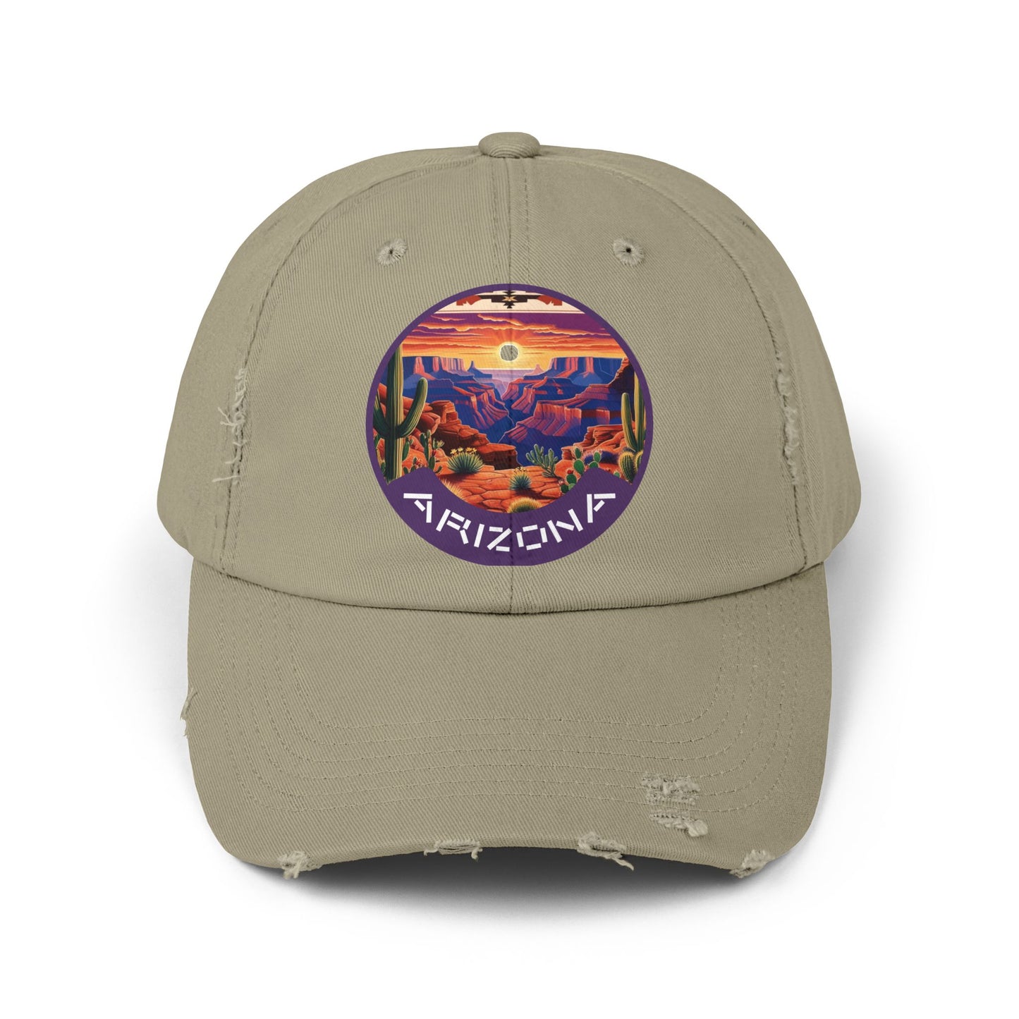 Vintage Arizona Distressed Cap | Unisex Baseball Hat with Sunset Design