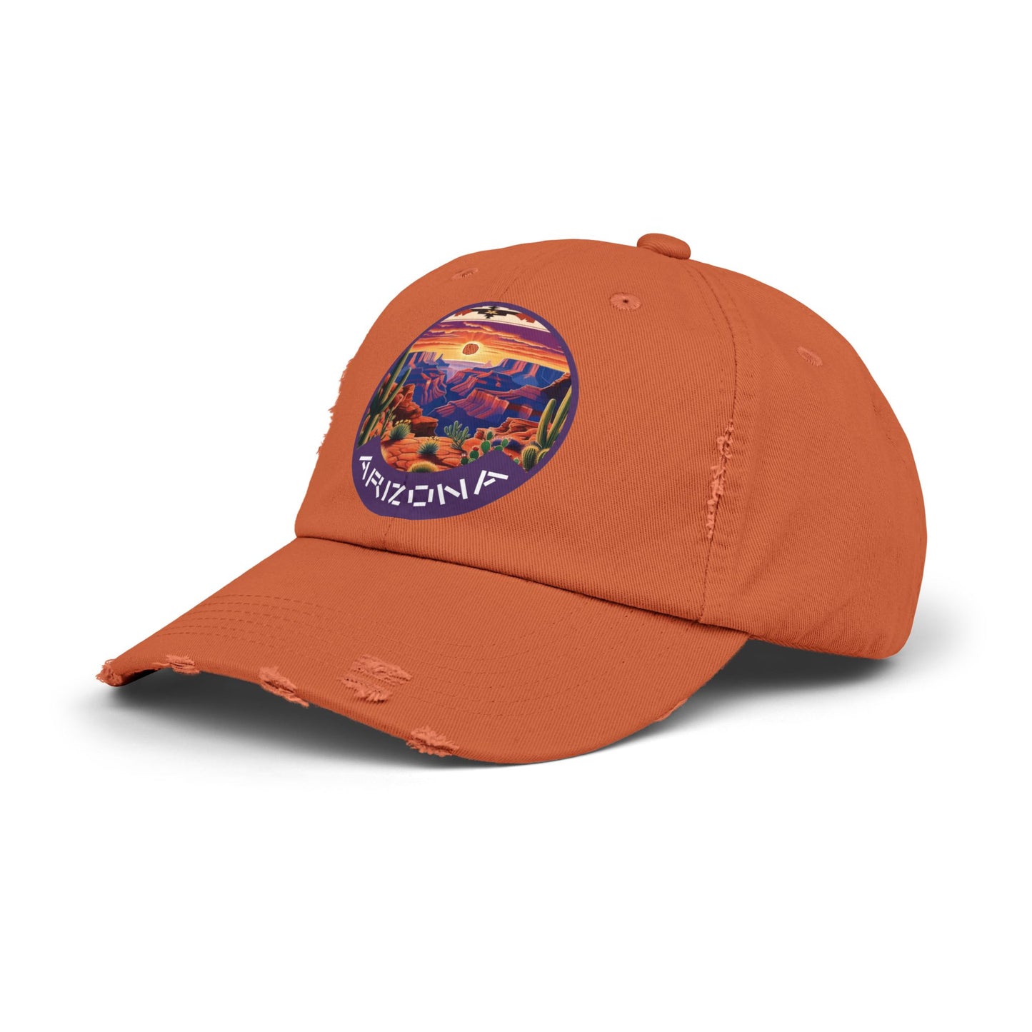 Vintage Arizona Distressed Cap | Unisex Baseball Hat with Sunset Design