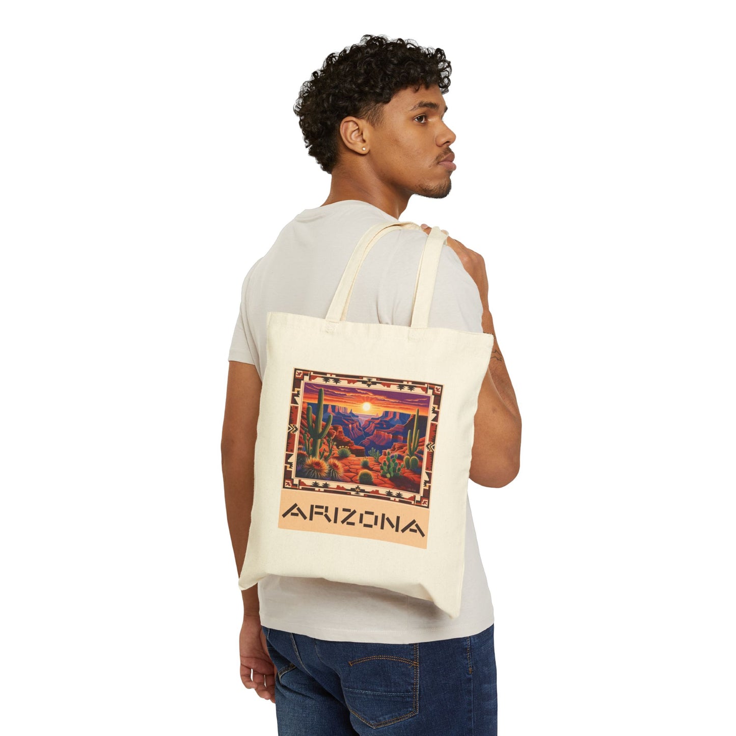 Arizona Sunset Cotton Canvas Tote Bag - Eco-Friendly Shopper for Nature Lovers